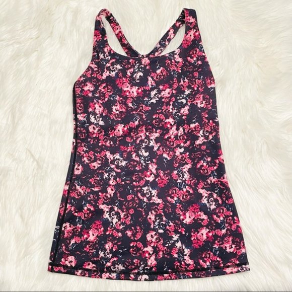 KiraGrace Y-Back Yoga Athletic Workout ‘Winter Floral’ Pattern Small Tank Top - Picture 4 of 15
